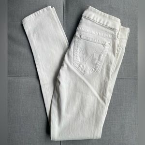 MOTHER Distressed The Looker Wash Srlrayin’ Rowdy White Skinny Jeans 25